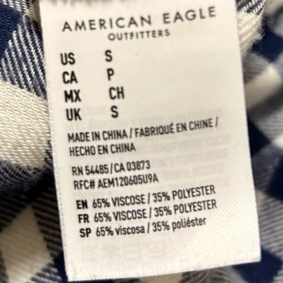 American Eagle Gingham Peplum Babydoll Long Sleeve Top.  Size Small. - Picture 11 of 11